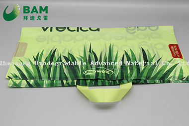 可持续性一次性可降解、全生物降解包装载体塑料回收定制超市购物蔬菜时尚T恤袋水果色提手袋 符合GB/T4806.7标准