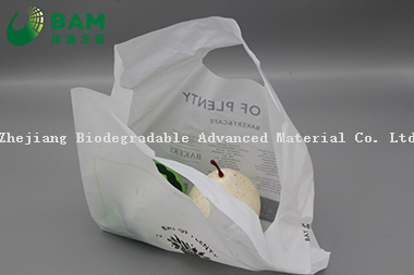 可持续包装可降解、全生物降解的领带手柄定制颜色塑料超市购物蔬菜T恤袋水果环保塑料服装袋 符合GB/T 38082-2019标准